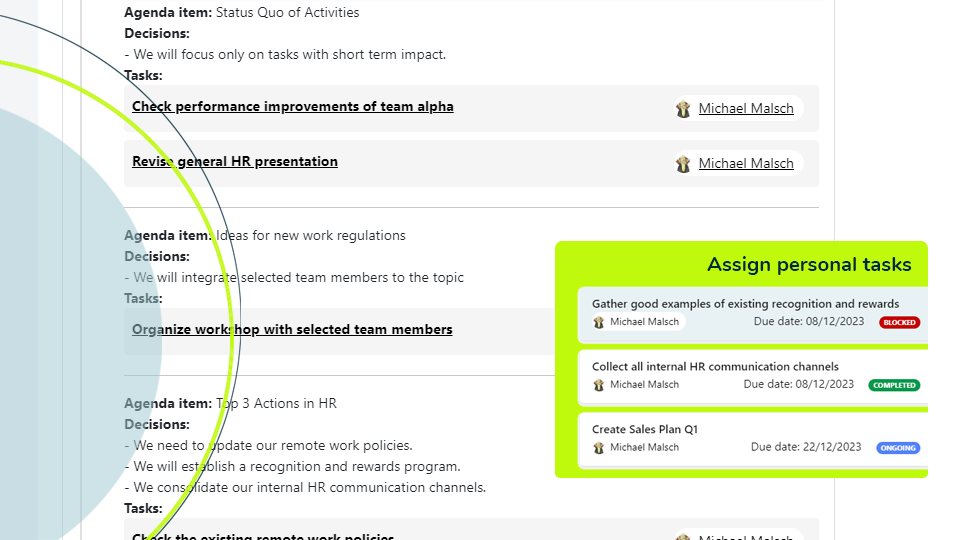 assign tasks in meetings